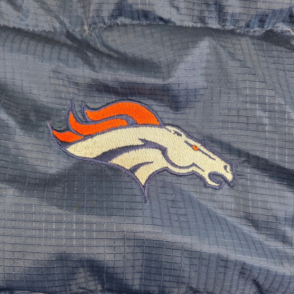 Starter Denver Broncos Puffer Jacket Mens XL Navy Blue Down Fill Ripstop NFL - Picture 3 of 11
